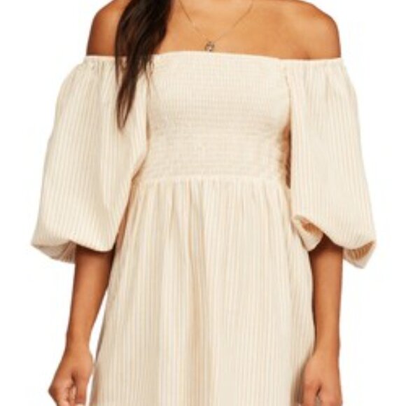 Billabong Paradise Days Mini Dress – Ivory & Peach Stripe - Picture 2 of 6